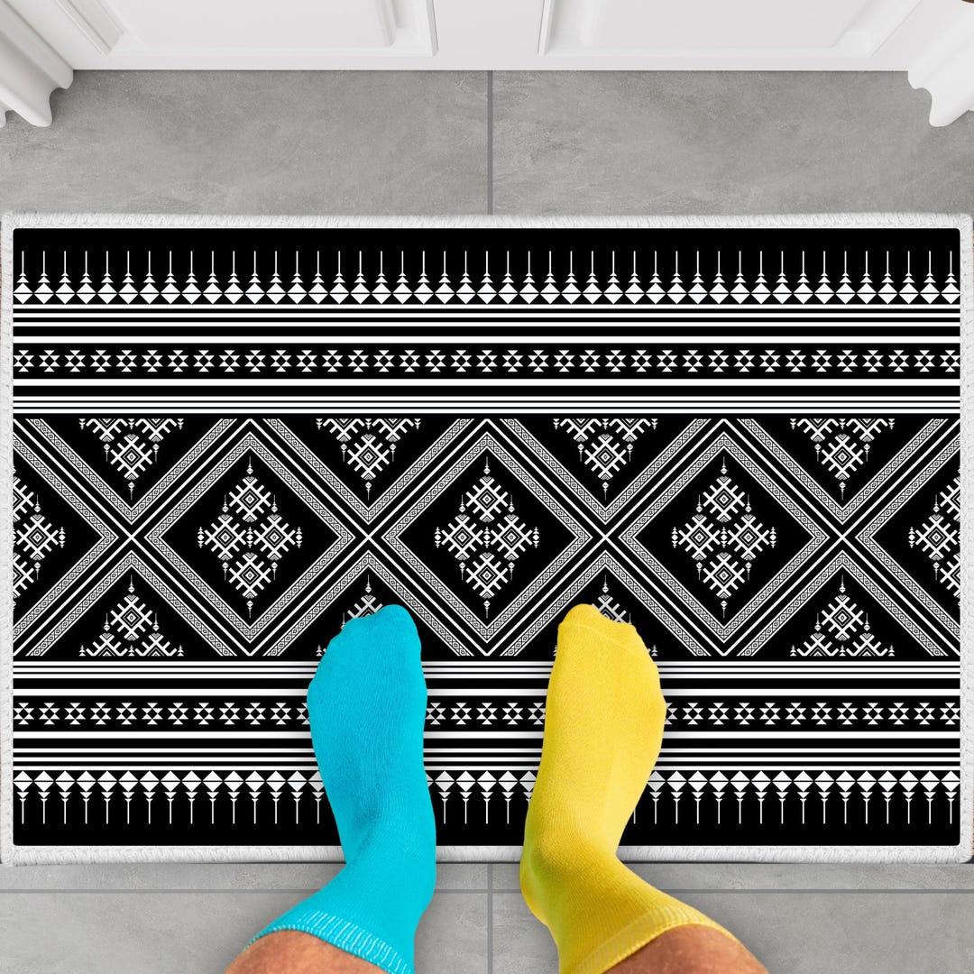 Black Bandana Print Doormat Chulo Door Mat Chula Tribal Aztec Home ...