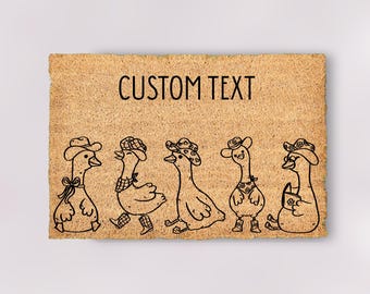 Custom Western Goose Door Mat Personalized Doormat Small Large Cowboy Welcome Mat New Home Owner Gift Housewarming Southwest Decor Cowgirl