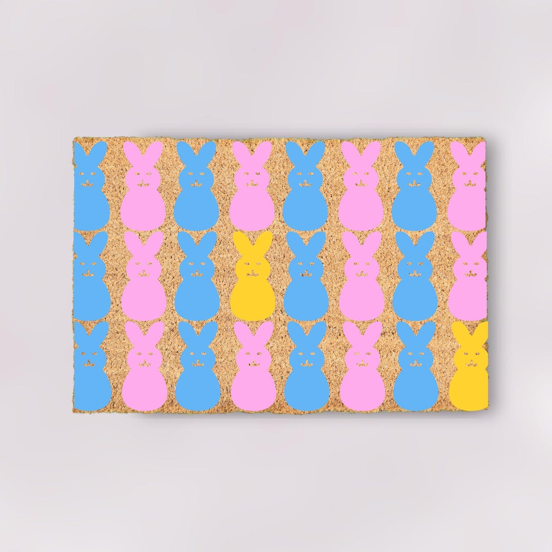 Colorful Easter Doormat Pink Peeps Door Mat Rabbit Lover Bunny Welcome ...