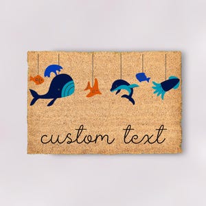 Custom Beach Whale Fish Doormat Personalized Summer Ocean Door Mat Small Large Welcome Doormat New Homeowner Housewarming Gift Outdoor Rug