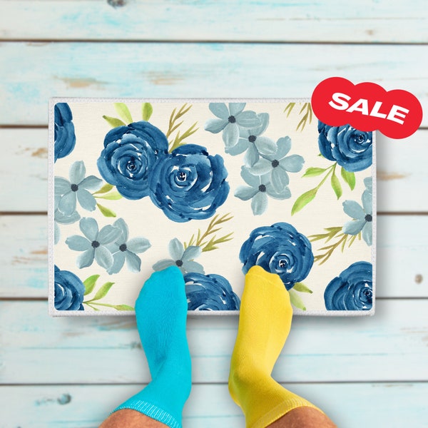 Colorful Flower Pattern Doormat Layering Rug Door Mat Floral Abstract Art Cute Porch Decor Boho Blue Roses Rugs Outdoor Mats Gifts For Mom