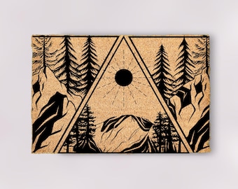Custom Mountain Door Mat Personalized Cabin Doormat Forest Trees Welcome Mat Nature Lover Gift Small Large Outdoor Mat Housewarming Gift
