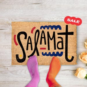 Custom Personalized Salamat Tagalog Filipino Philippines Small Large Welcome Doormat Colorful New Home Decor Housewarming Outdoor Mat Gift