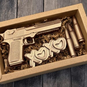 Valentine's Day Men's Gun Soap Gift Set - Gift for Him, Boyfriend, Husband - Personalized Fun Soap - Love Soap Gift Set for Men