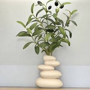 Artificial plant Olive in Vase Fake Branch Tree in Planter Faux Plant for Indoor Home Decor Fake potted plants Gift for her Zen Stone