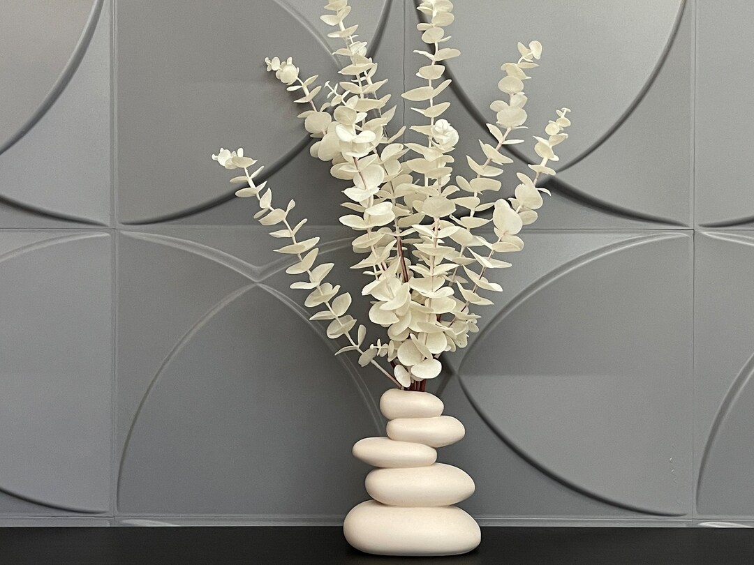 Artificial White Eucalyptus in Vase Fake Branch Flowers in Planter Faux