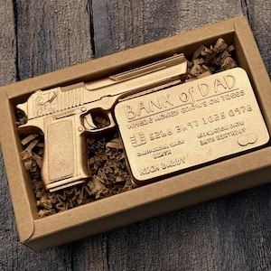 Funny Dad Soap-cadeauset – Gold Gun & Bank of Dad-creditcardzeep – Vaderdagcadeaudoos – Rich Daddy Humor