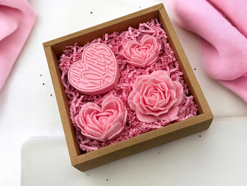 Mother’s Day Gift Box for Mom, Floral Heart Soap Set, Spa Self Care Package, Gift Basket image 10