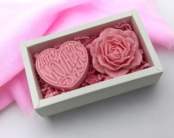 Handmade Rose Flower Soap Mother's Day Gift Box for Mom - Gift for Women