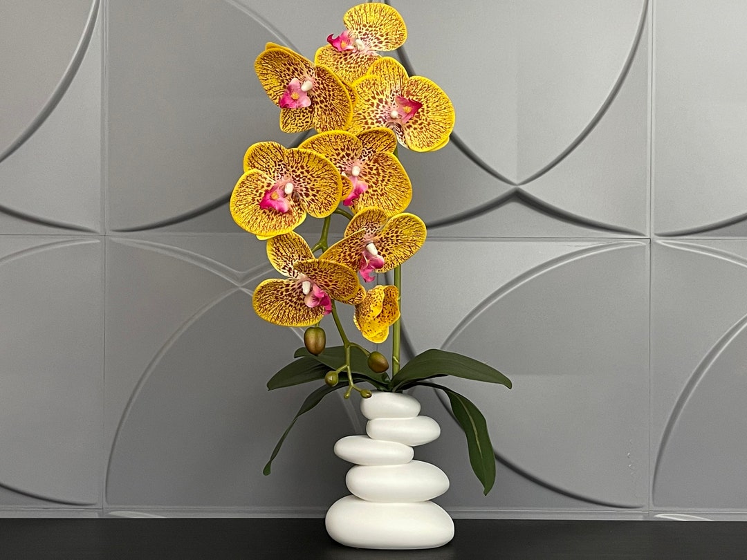 Artificial Yellow Orchid Phalaenopsis in Handmade Vase Real Etsy UK