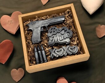 Valentine’s Day Gun Soap Gift Set – Unique Handmade Gift for Him, Romantic Present for Boyfriend or Husband