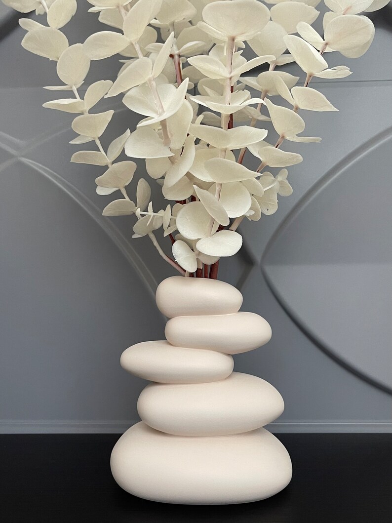 Artificial White Eucalyptus in Vase Fake Branch Flowers in Planter Faux
