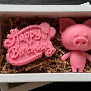 Handmade Birthday-Shaped Soap, Pig-Shaped Gift - Handmade Soap for a Happy Birthday, Perfect GIft Idea, Unique Handmade Soap, Gift for Kids.