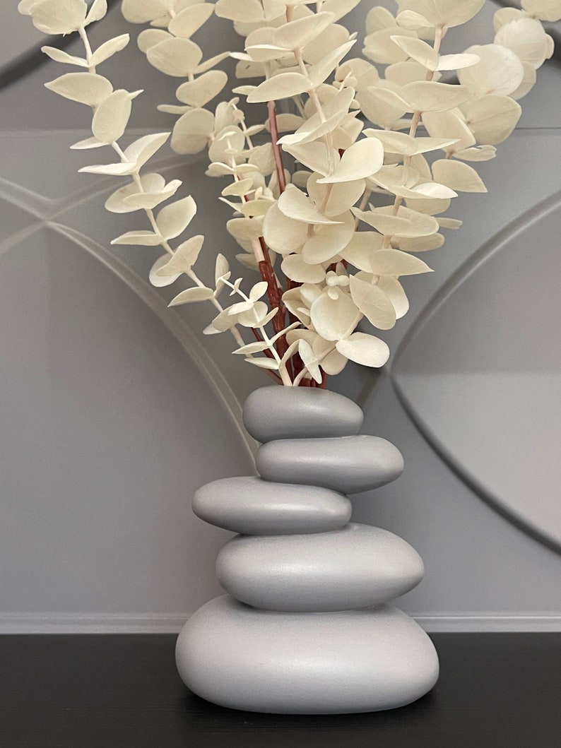 Artificial White Eucalyptus in Vase Fake Branch Flowers in Planter Faux