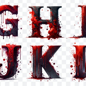 Blood Splatter PNG Alphabet and Numbers Clipart Bundle With Dripping ...
