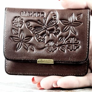 Leather ID Wallet-Hand Tooled Wallet-Woman Wallet-Artisanal Mexican Wallet-Cartera de piel Mexicana-Cartera para Ideantificacion
