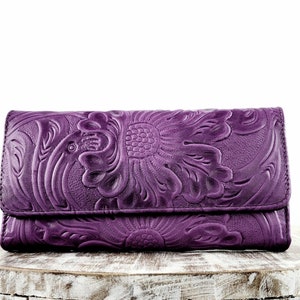 Mexican leather wallet -Mexican Flowers-Mexican Wallet-Artisanal Wallet-Cartera de Piel-Cartera de Cuero-Cartera Mexicana