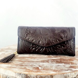 Mexican leather walle-Hand tooled Wallet-Artisanal Wallet-Cartera de Piel-Cartera de Cuero-Cartera Mexicana Artesanal