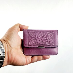 Mini Wallet  Mirror-Hand Tooled Wallet-Woman Wallet-Artisanal Mexican Wallet-Cartera de Piel-Cartera de Cuero Mexicana-Espejo