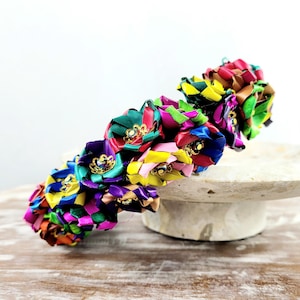 Mexican headband-headband made of palm leaf flowers-Floral Mexican Headband-Multicolor headband