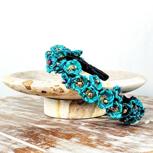 Mexican headband-headband made of palm leaf flowers-Floral Mexican Headband-Multicolor headband