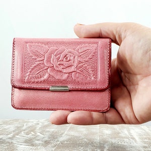 Mini Wallet  Mirror-Hand Tooled Wallet-Woman Wallet-Artisanal Mexican Wallet-Cartera de Piel-Cartera de Cuero Mexicana-Espejo