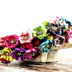 Mexican headband-headband made of palm leaf flowers-Floral Mexican Headband-Multicolor headband