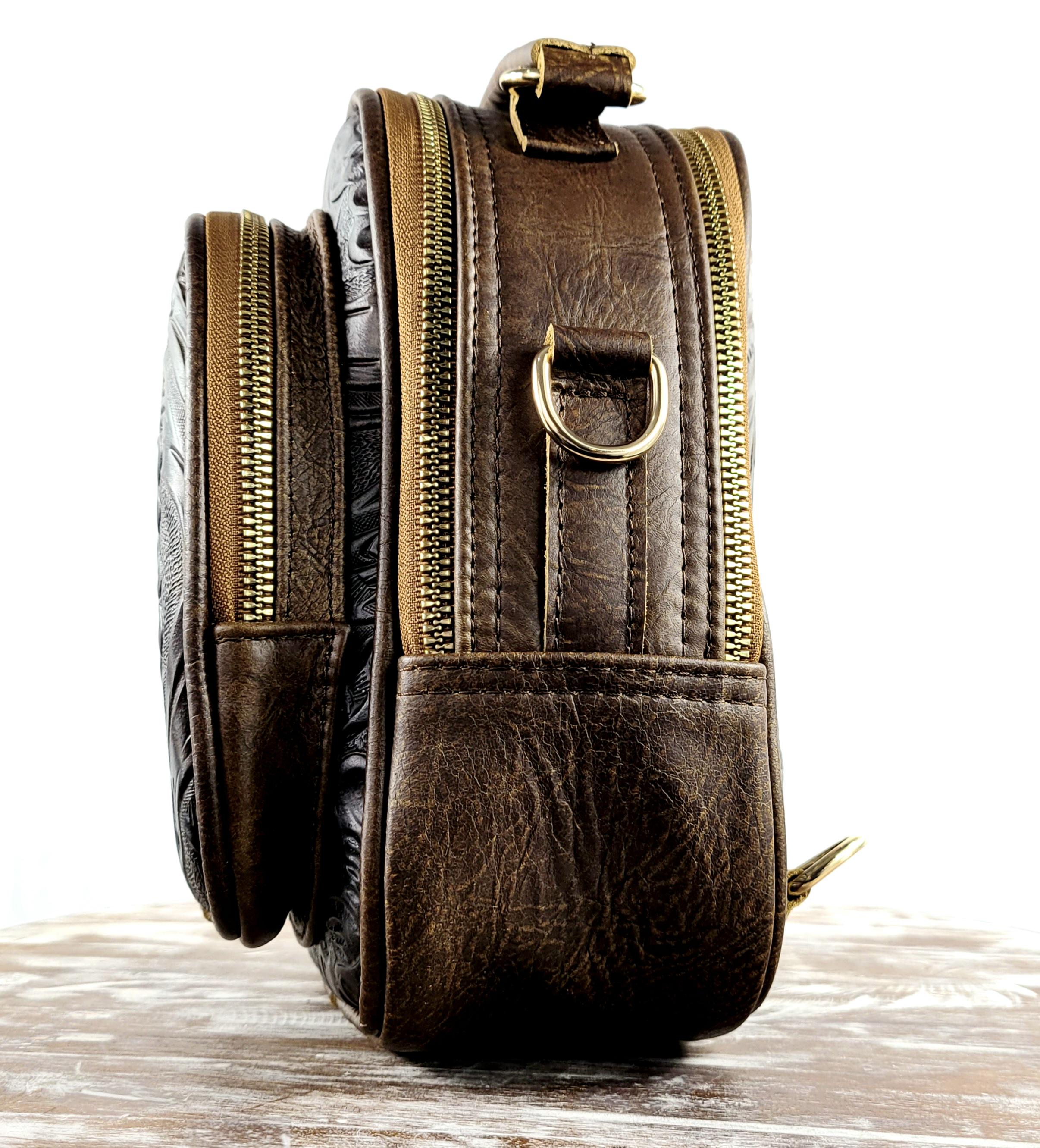 Mexican Leather Mini Backpack-brown Backpack-mexican Tooled  display picture 1