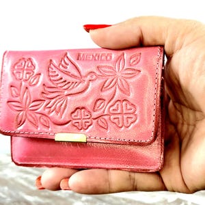 Mini Wallet  Mirror-Hand Tooled Wallet-Woman Wallet-Artisanal Mexican Wallet-Cartera de Piel-Cartera de Cuero Mexicana-Espejo