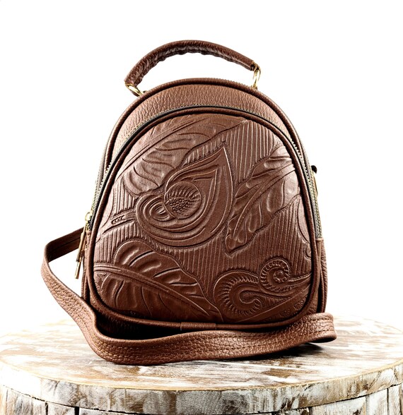 Mexican Leather Mini Backpack-mexican Crossbody-mexican  display picture 2