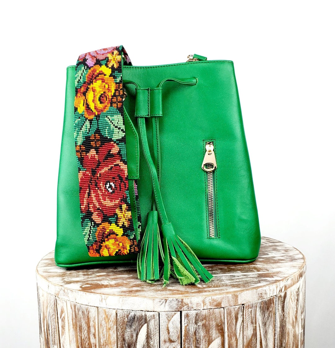 Mexican Backpack-artisanal Leather Backpack With Huichol Art