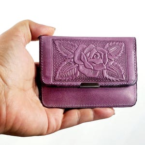Mini Wallet  Mirror-Hand Tooled Wallet-Woman Wallet-Artisanal Mexican Wallet-Cartera de Piel-Cartera de Cuero Mexicana-Espejo