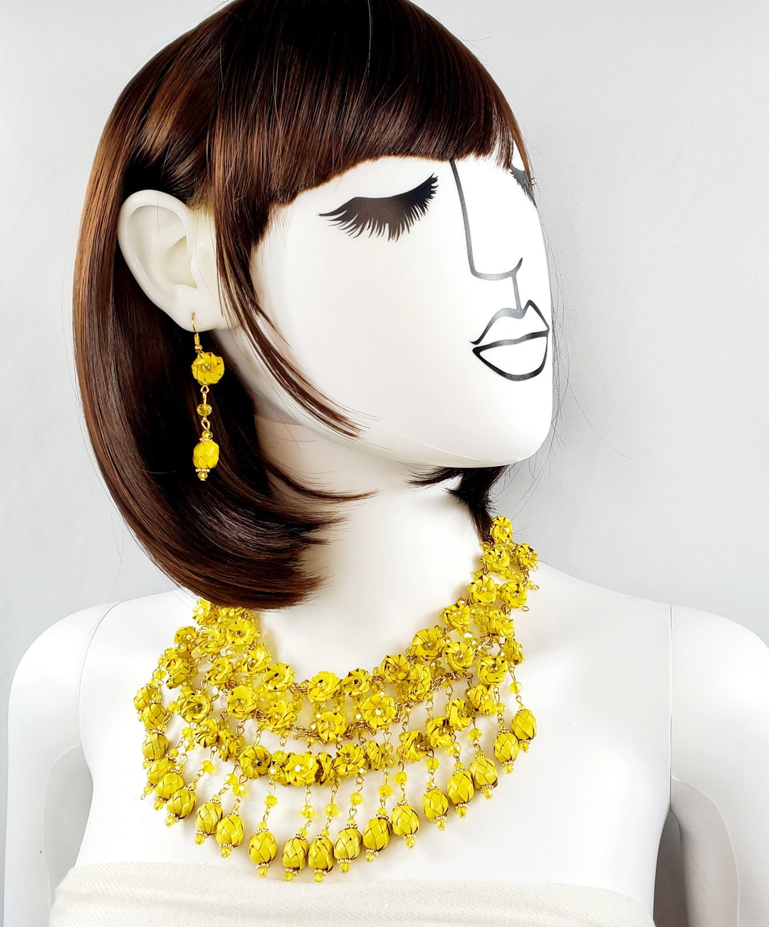 Mexican Handmade Jewelry Setmexican Necklace and Earringspalm Leaf