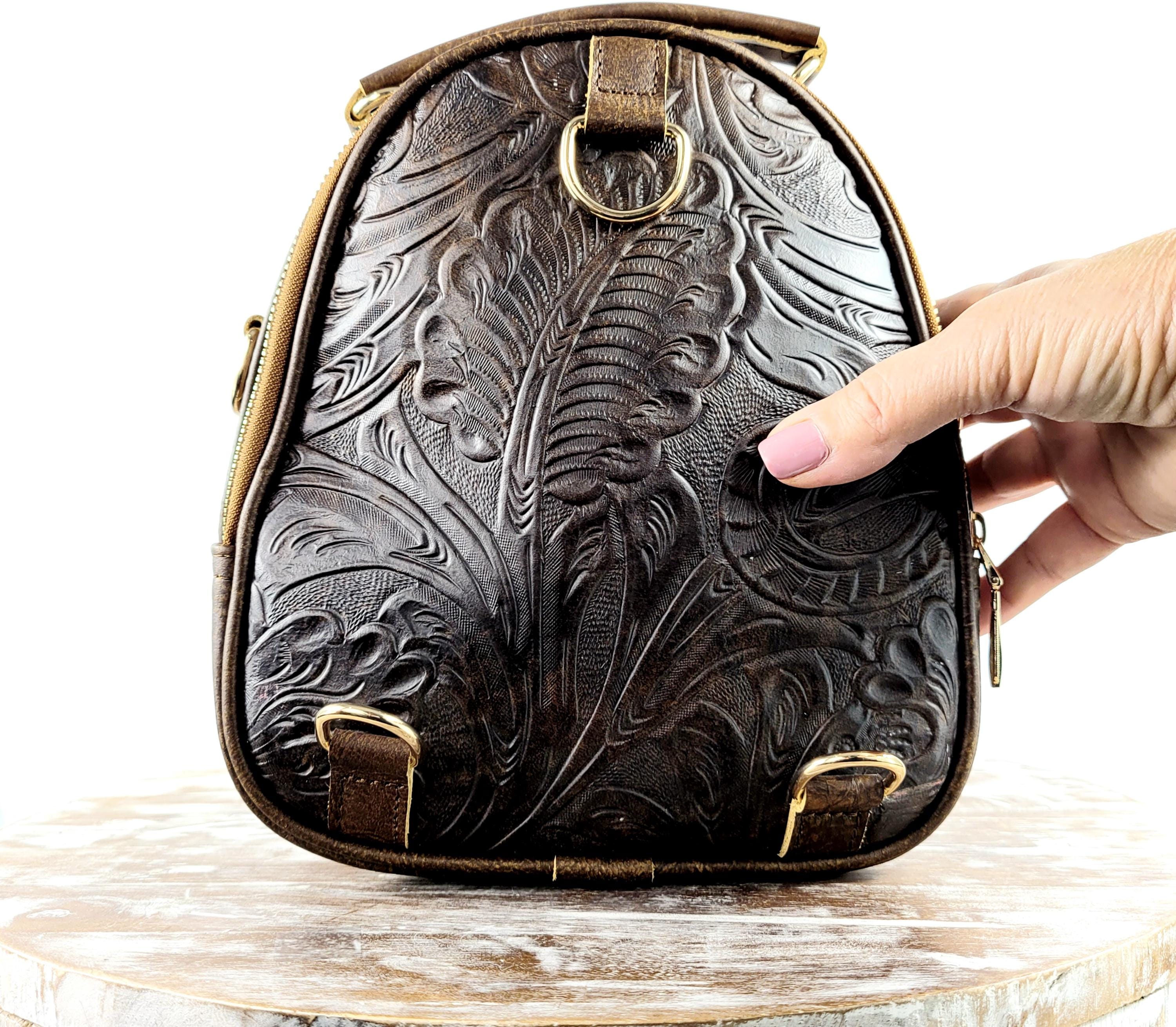 NEW Brown Leather Backpack Flap Top Pockets Recycled Made in Mexico Bookbag WG143-9110 Wrangler 100% Genuine Leather Backpack - Brown  main image 4