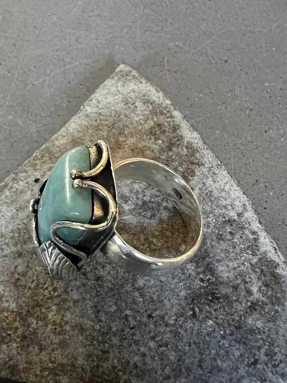 Silver Larimar Statement Ring - image 7