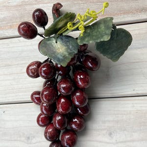 Vintage Carved Stone Burgandy Grape Cluster