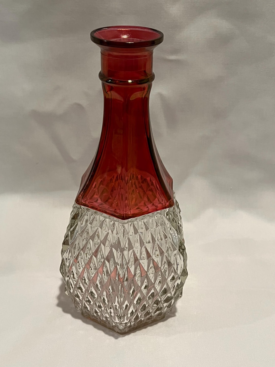 Ruby Diamond Point Vintage Indiana Glass Ruby Diamond Point Decanter - Etsy