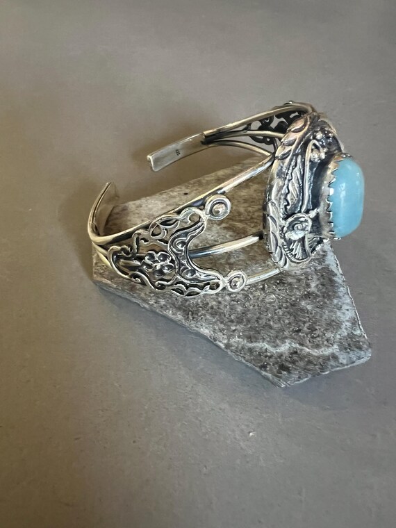 Godane Sterling Silver Larimar Cuff Braclet - image 6