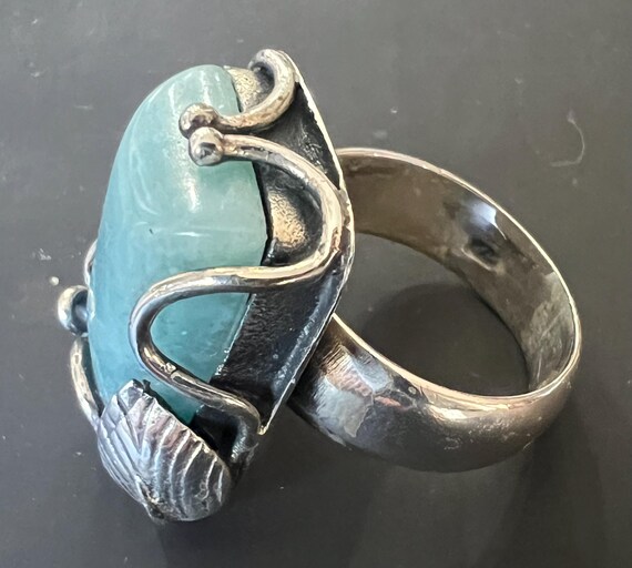 Silver Larimar Statement Ring - image 10