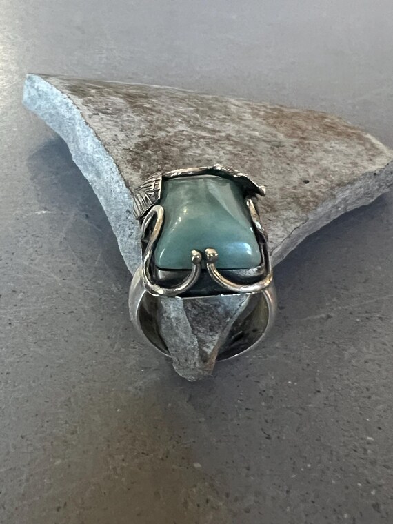 Silver Larimar Statement Ring - image 3