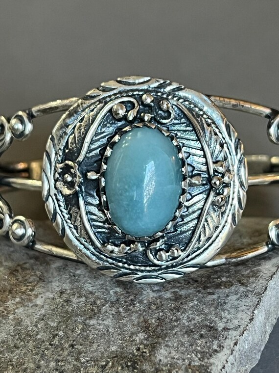 Godane Sterling Silver Larimar Cuff Braclet - image 2