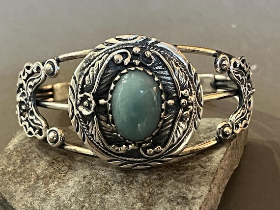 Godane Sterling Silver Larimar Cuff Braclet - image 1
