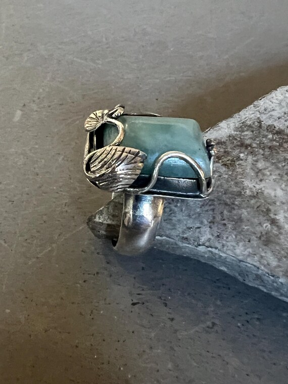 Silver Larimar Statement Ring - image 5