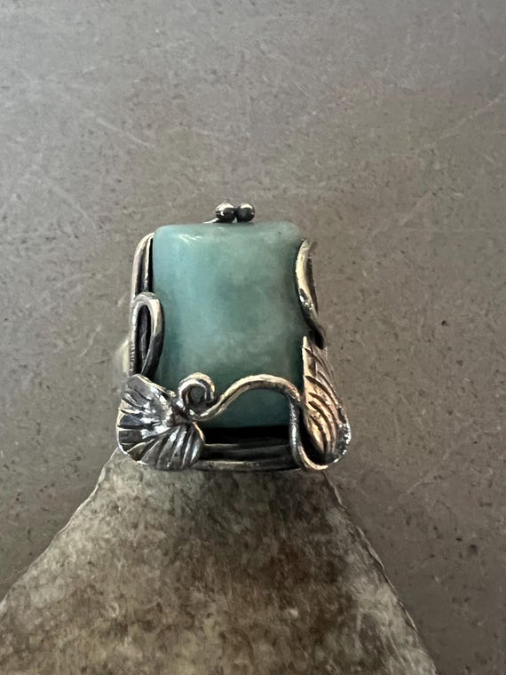 Silver Larimar Statement Ring - image 1