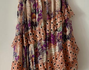 Falda Etro de seda estilo boho con patchwork floral: Hecha en Italia • Talla 40 Sin estrenar