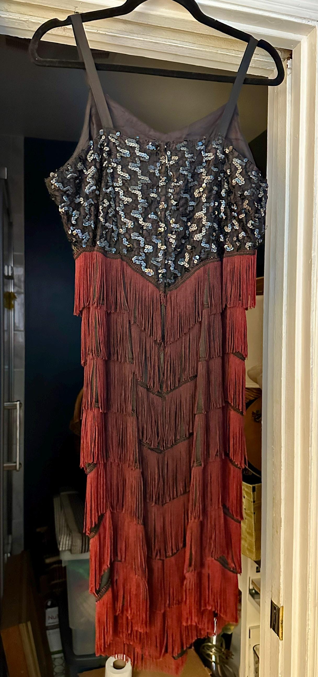 black suit with red dress shirt Modern 20s Style Beaded Flapper Dress