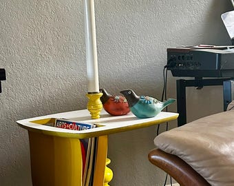 Vintage MCM Italian Table Lamp w/Original Shade & Slot for Books and Media: Brady Bunch Mod Style