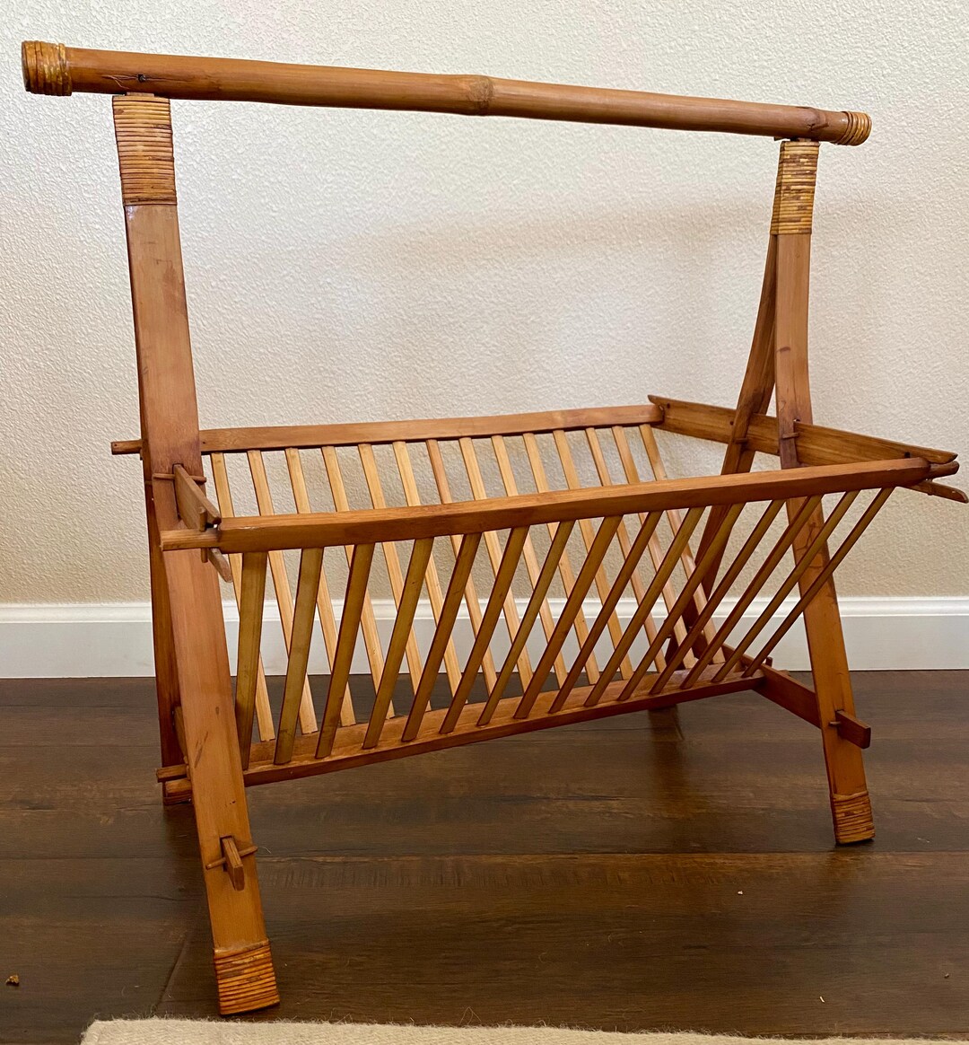 Mid-century Teak Folding Knitting Basket / Magazine Rack: Boho Home ...