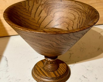 MCM Solid Walnut Carved Pedestal Bowl: Signed & Numbered Heirloom Piece • Made in USA