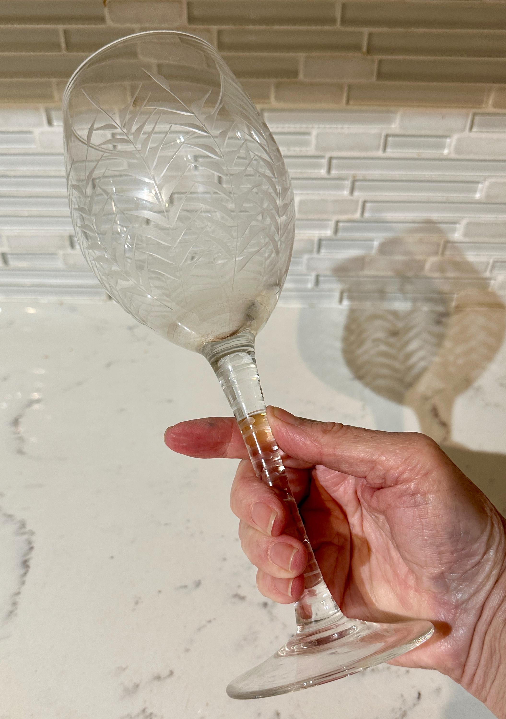 ENORMOUS Tommy Bahama Etched Palm White Wine Glass • Holds 24  display picture 1